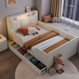 White Upholstered Low Clearance Kids Bed with Drawers Image - 4