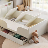 White Upholstered Low Clearance Kids Bed with Drawers Image - 5