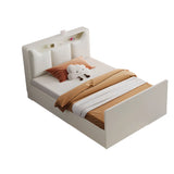 White Upholstered Low Clearance Kids Bed with Drawers Image - 6