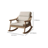 White Upholstered Natural Wood Track Arms Rocking Chair #size