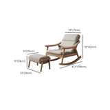 White Upholstered Natural Wood Track Arms Rocking Chair Image - 14