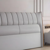 White Upholstered Wood Leg Wingback Headboard with Legs Image - 10