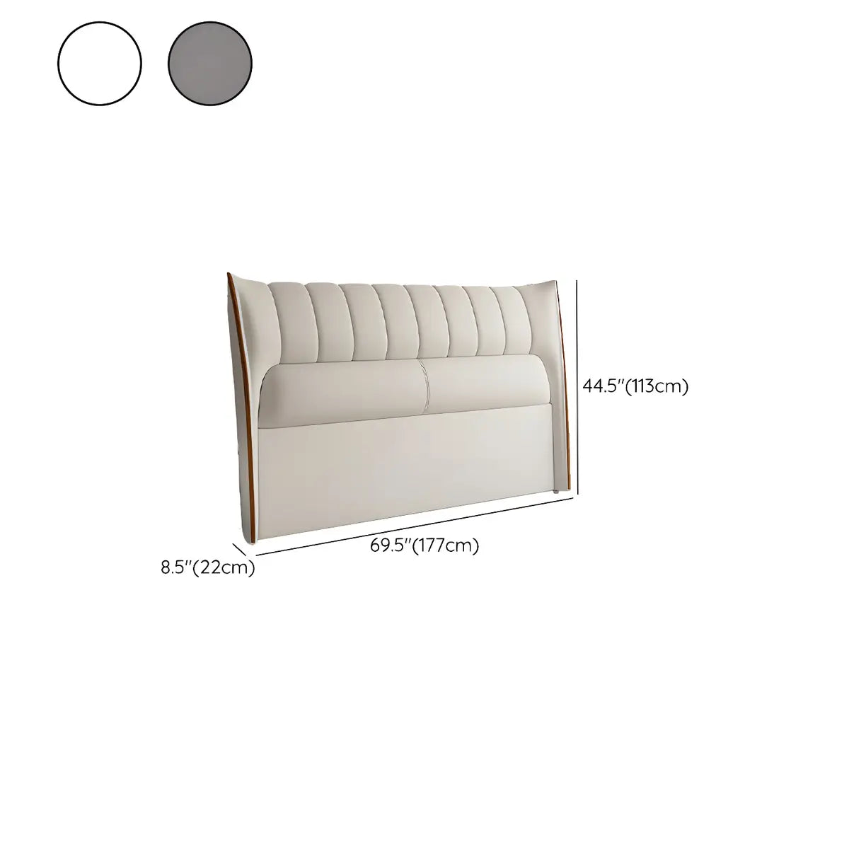 White Upholstered Wood Leg Wingback Headboard with Legs 