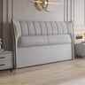 White Upholstered Wood Leg Wingback Headboard with Legs Image - 3