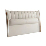 White Upholstered Wood Leg Wingback Headboard with Legs Image - 7