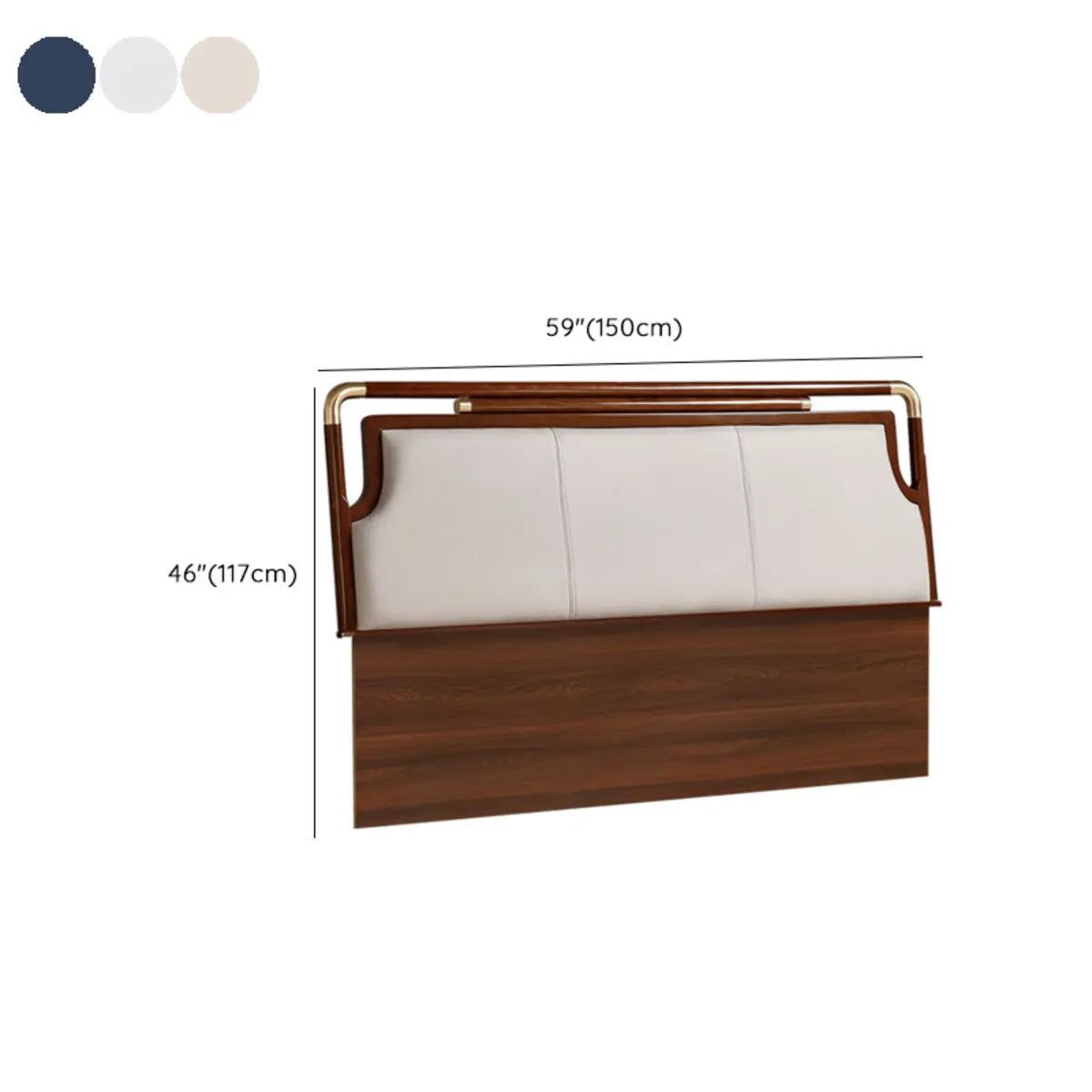 White Upholstered Wooden Frame Full Panel Headboard 