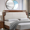 White Upholstered Wooden Frame Full Panel Headboard Image - 2