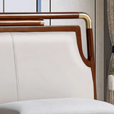 White Upholstered Wooden Frame Full Panel Headboard Image - 9