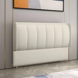 White Upholstered Wooden Frame Wingback Headboard Image - 10