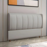 White Upholstered Wooden Frame Wingback Headboard Image - 11