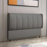 White Upholstered Wooden Frame Wingback Headboard Image - 14