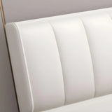 White Upholstered Wooden Frame Wingback Headboard Image - 6