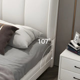 White Upholstered Wooden Frame Wingback Headboard Image - 8