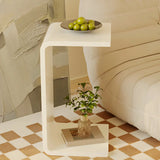 White Versatile Acrylic C-Shaped Square Side Table Image - 1