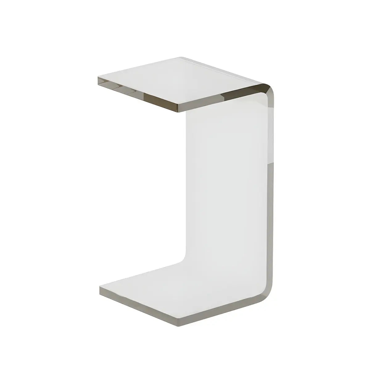 White Versatile Acrylic C-Shaped Square Side Table Image - 10