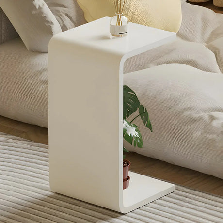 White Versatile Acrylic C-Shaped Square Side Table Image - 2