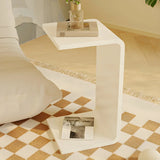 White Versatile Acrylic C-Shaped Square Side Table Image - 8