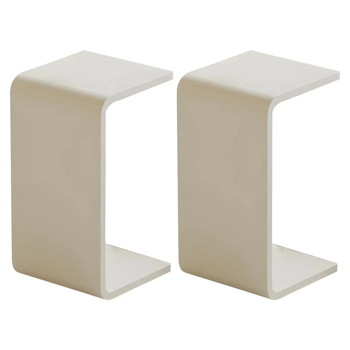 White Versatile Acrylic C-Shaped Square Side Table Image - 9