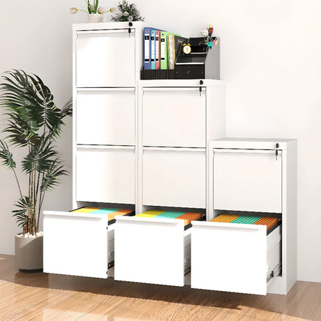 White Vertical Lockable Storage Drawer Filing Cabinet Image - 6