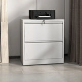 White Vertical Lockable Storage Drawer Filing Cabinet Image - 26