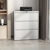 White Vertical Lockable Storage Drawer Filing Cabinet Image - 27