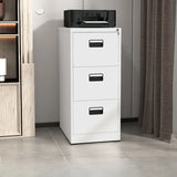 White Vertical Lockable Storage Drawer Filing Cabinet Image - 3