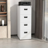 White Vertical Lockable Storage Drawer Filing Cabinet Image - 5