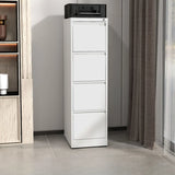 White Vertical Lockable Storage Drawer Filing Cabinet Image - 12