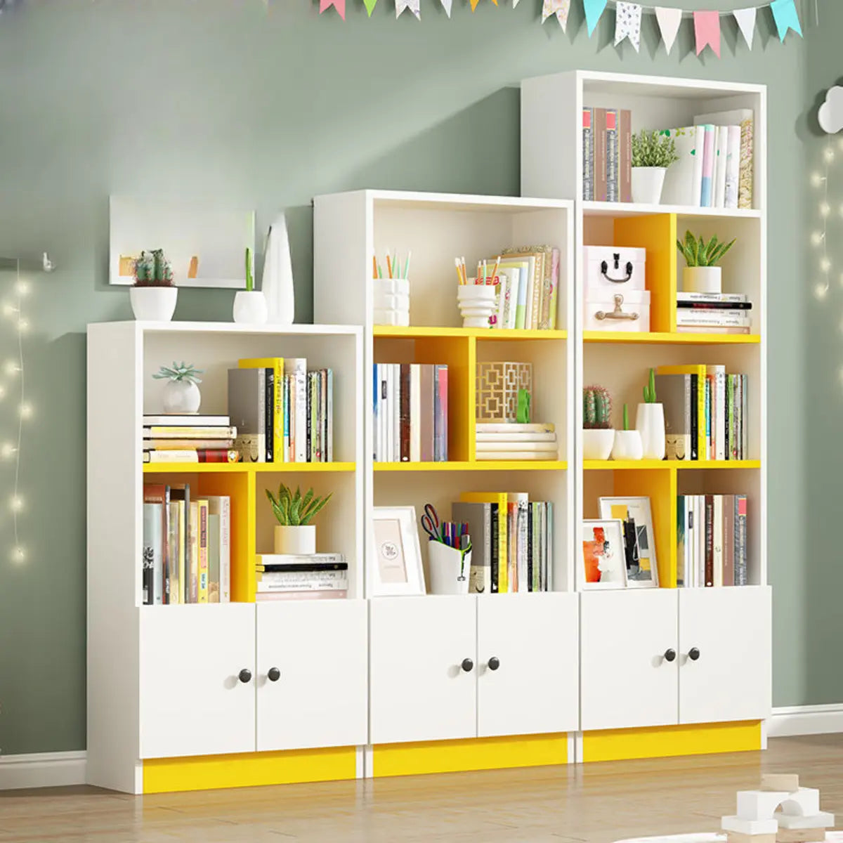 White Vertical Modern Rectangular Storage Bookcase Image - 1