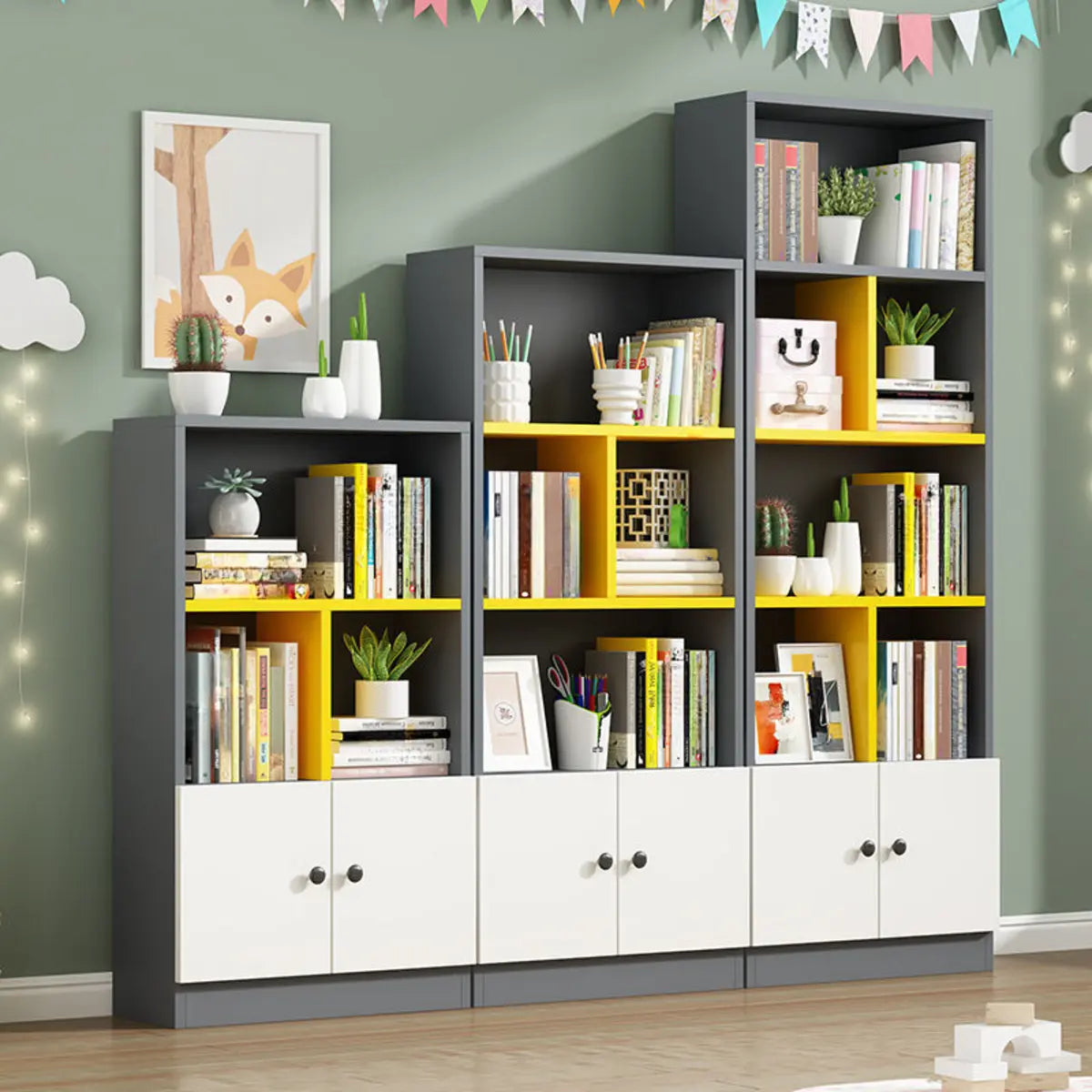 White Vertical Modern Rectangular Storage Bookcase Image - 2