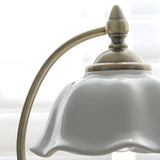 White Vintage Bell Shade Curved Bedroom Table Lamp Image - 9