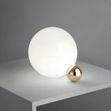 White Warm Light Glass Shade Globe Bedroom Table Lamp Image - 1