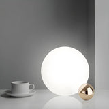 White Warm Light Glass Shade Globe Bedroom Table Lamp Image - 2