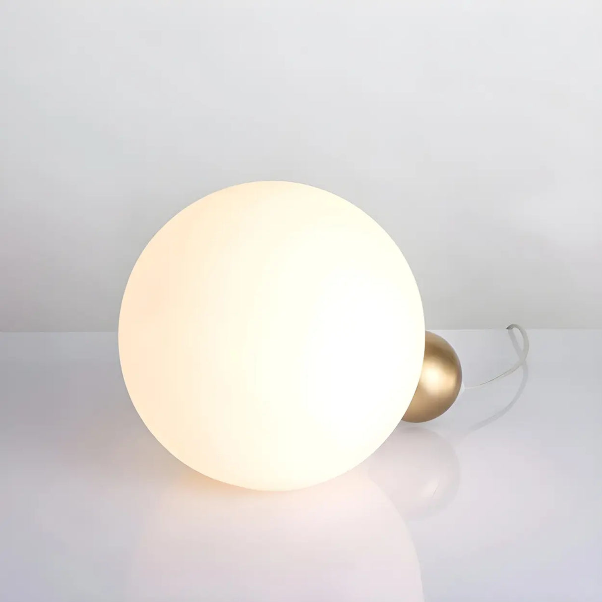 White Warm Light Glass Shade Globe Bedroom Table Lamp Image - 6