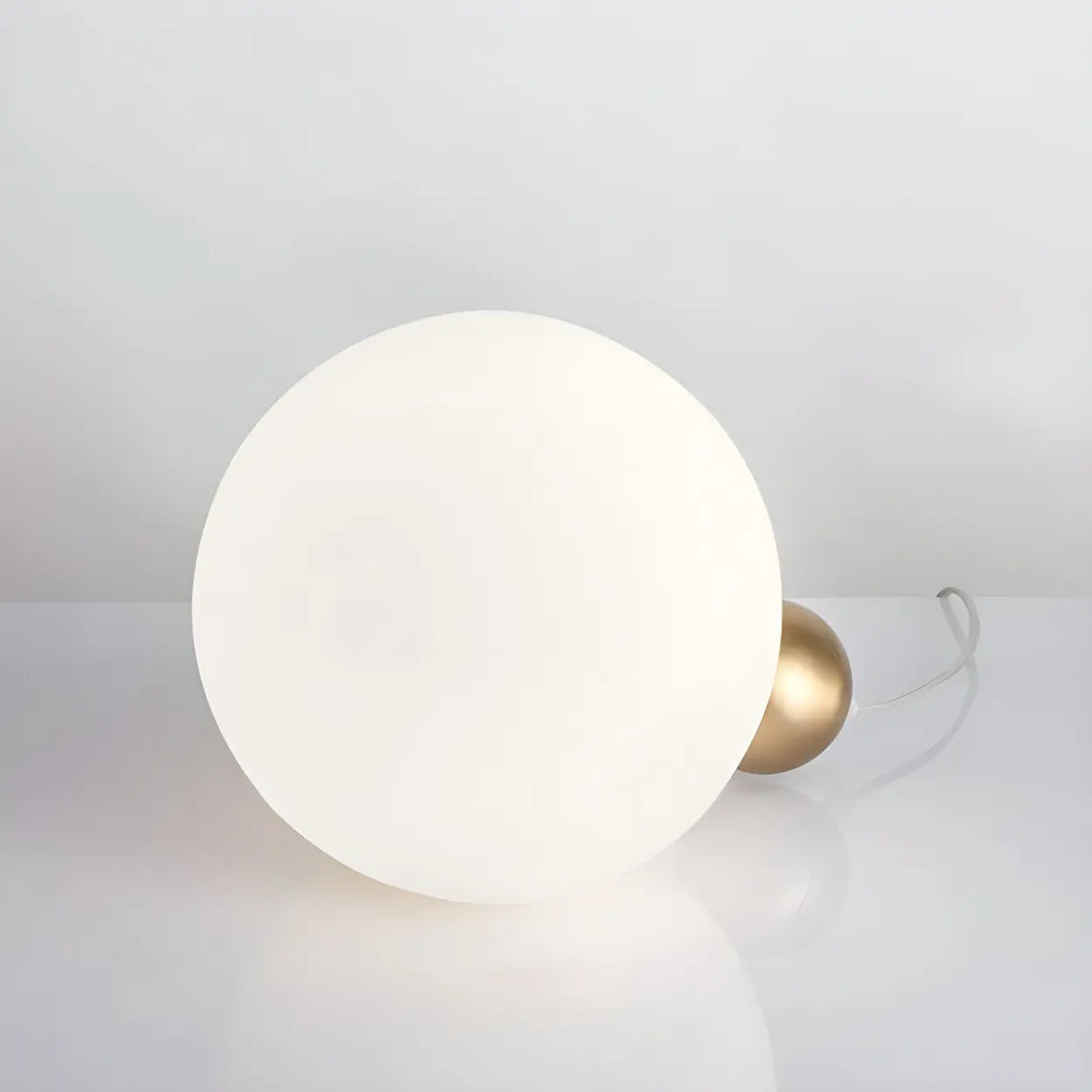 White Warm Light Glass Shade Globe Bedroom Table Lamp Image - 7