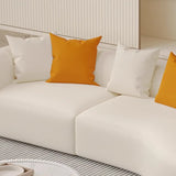 White Water Resistant Leather Concealed Support Sofa Image - 10