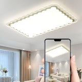 White Wave Rectangular LED Flush Mount Ceiling Light Image - 16