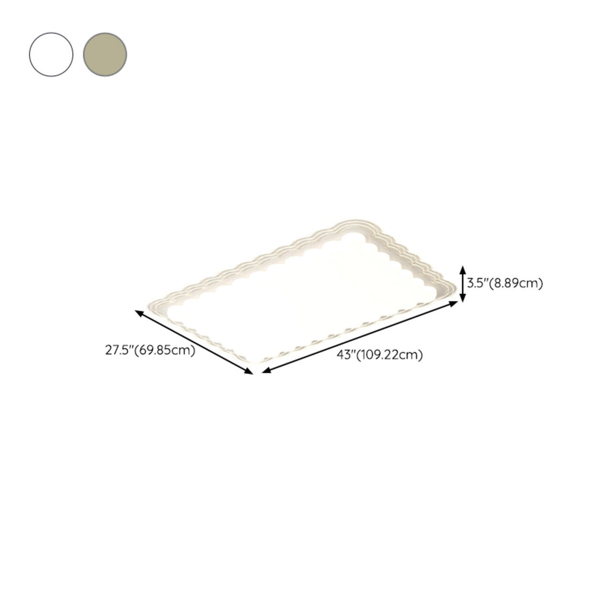 White Wave Rectangular LED Flush Mount Ceiling Light Image - 19