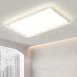 White Wave Rectangular LED Flush Mount Ceiling Light Image - 4