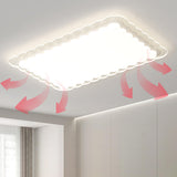 White Wave Rectangular LED Flush Mount Ceiling Light Image - 8