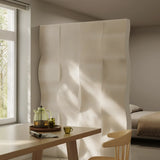 White Wavy Paper Privacy Single Panel Room Divider Screen Image - 8