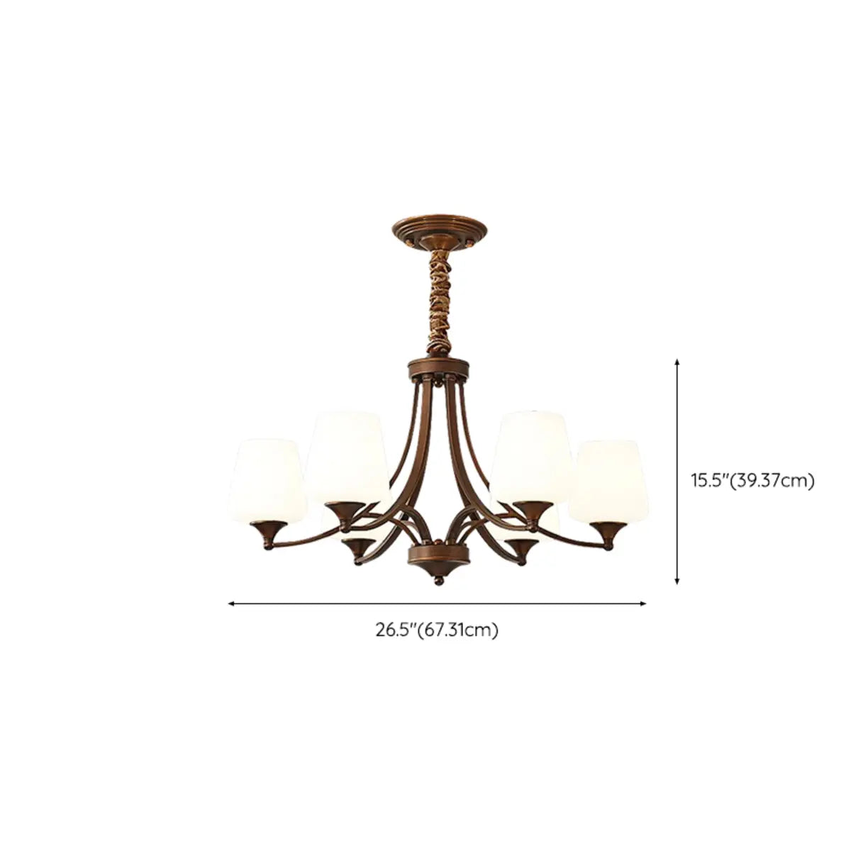 White Wine Glass Brown Branch Living Room Chandelier Image - 11