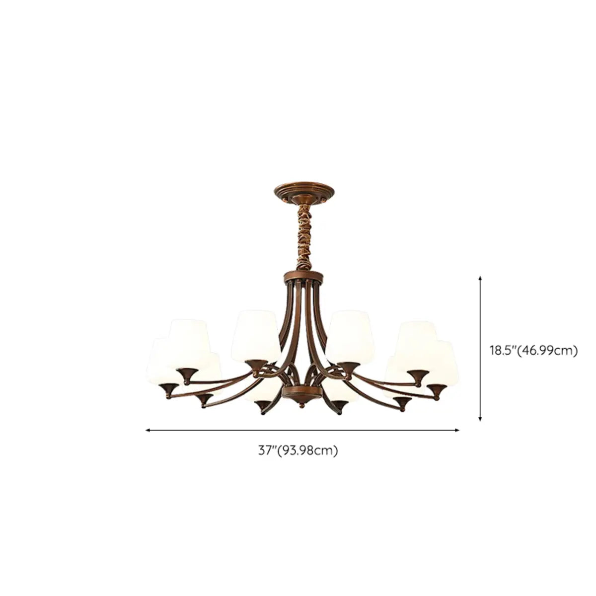 White Wine Glass Brown Branch Living Room Chandelier Image - 13