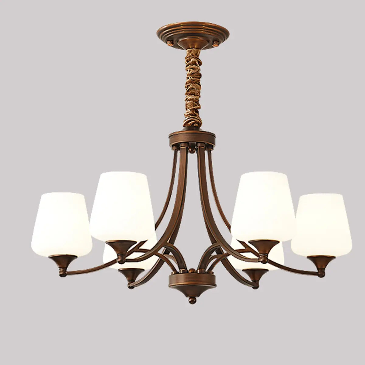 White Wine Glass Brown Branch Living Room Chandelier Image - 5