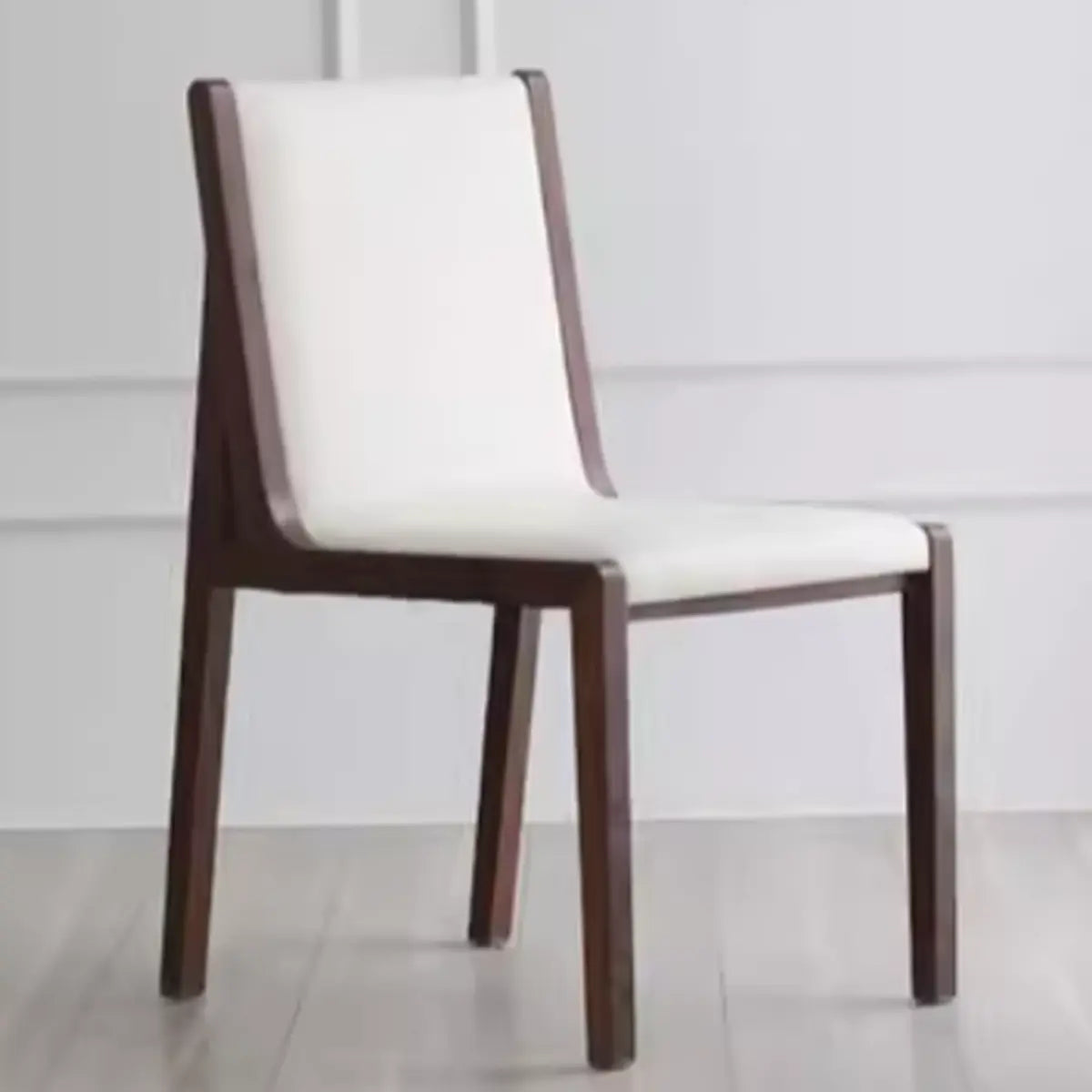 White Wood Armless Faux Leather Side Dining Chairs Image - 11