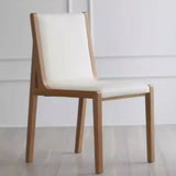 White Wood Armless Faux Leather Side Dining Chairs Image - 12