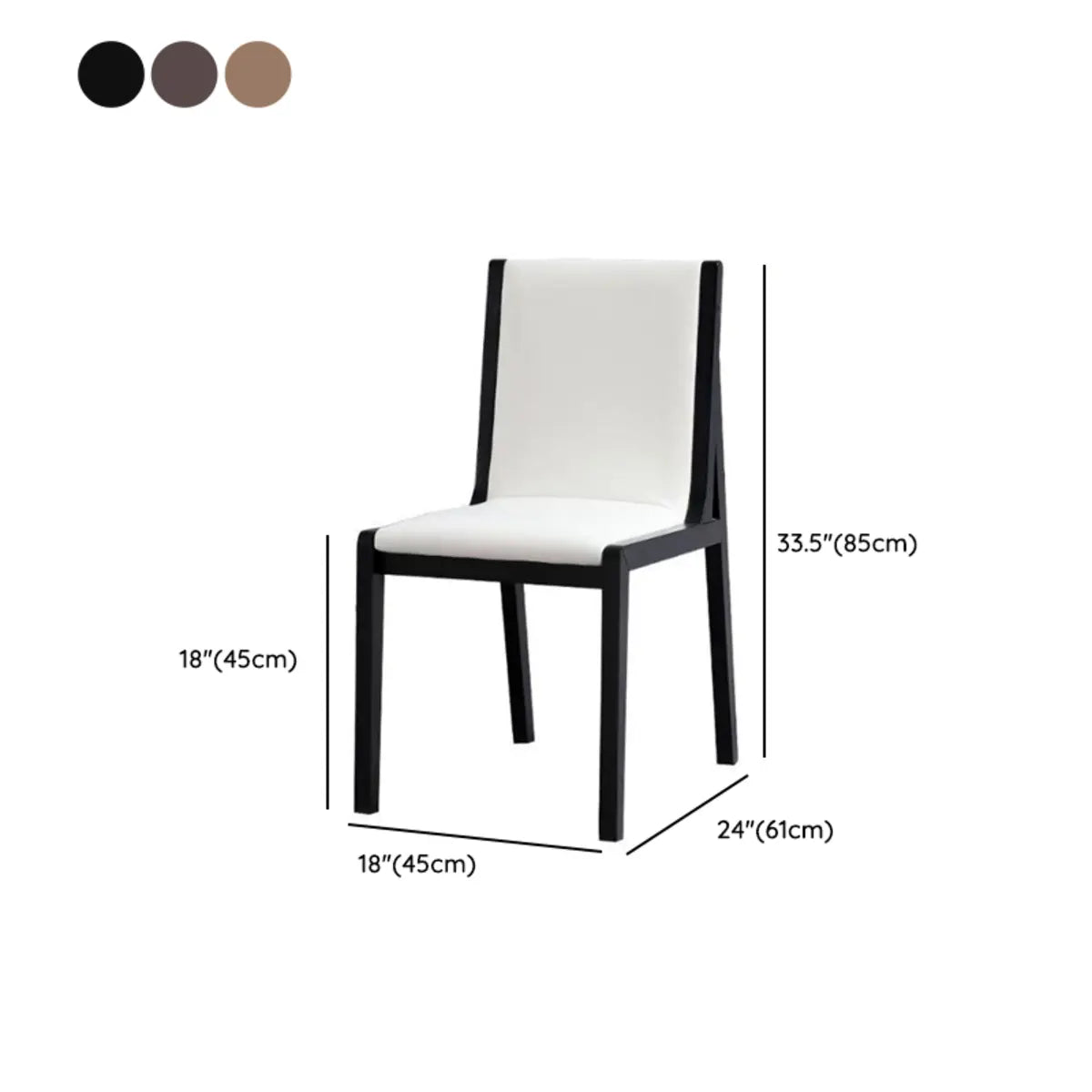 White Wood Armless Faux Leather Side Dining Chairs 