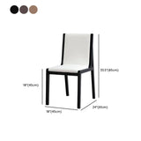 White Wood Armless Faux Leather Side Dining Chairs #size