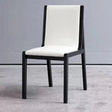 White Wood Armless Faux Leather Side Dining Chairs Image - 3