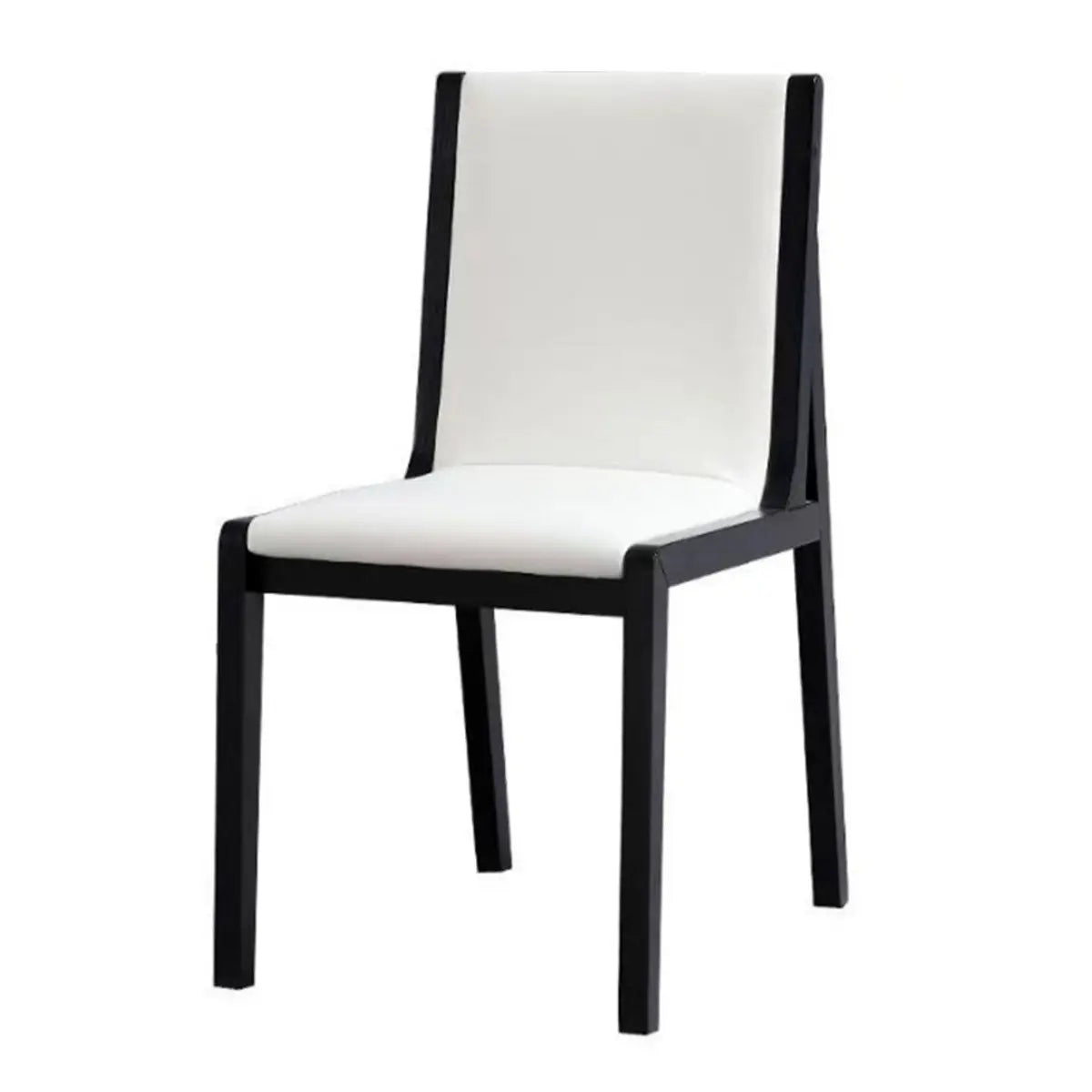 White Wood Armless Faux Leather Side Dining Chairs Image - 5